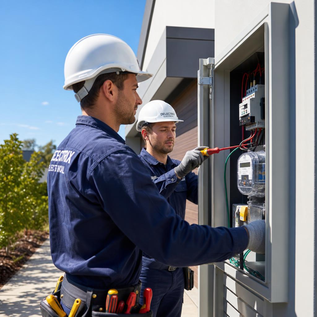 Sydney Power Group Level 2 ASP electricians installing smart meter and switchboard at Sydney home