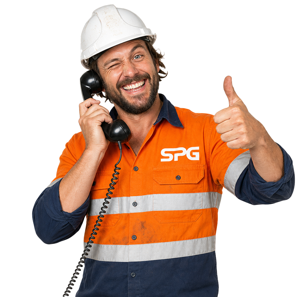 Friendly Sydney Power Group electrician on the phone giving a thumbs up, ready to take your call